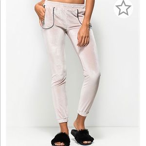 Hologram Blush Rose Velvet Joggers